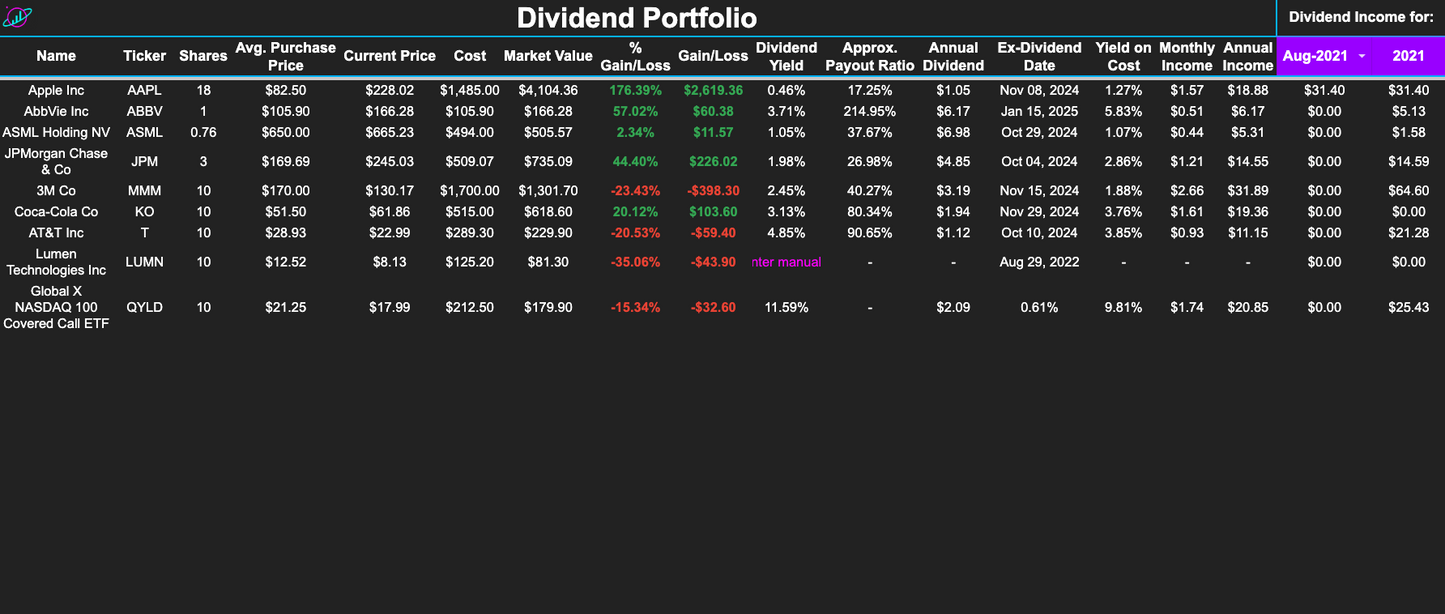 Dividend Tracker 1G Prototype