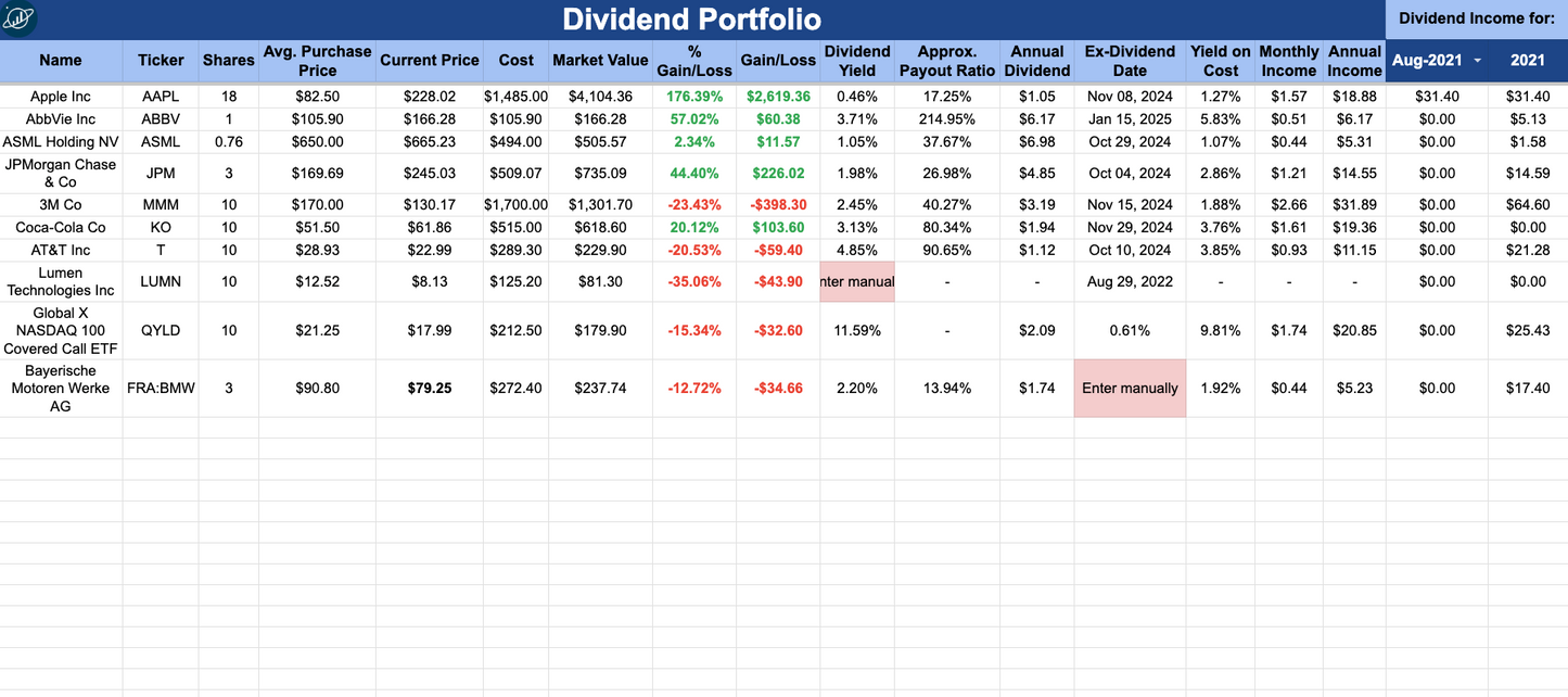 Dividend Tracker 1G Prototype